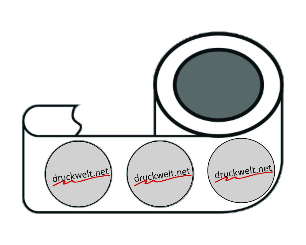Etiketten auf Rolle rund