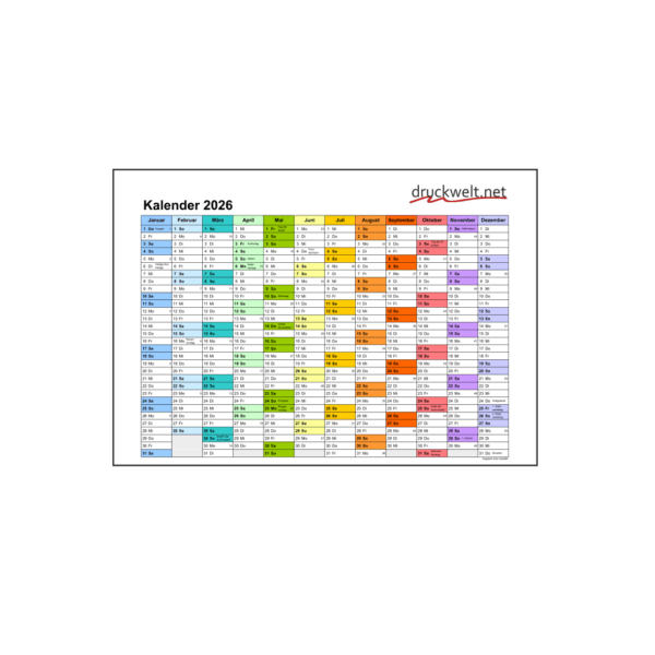 Wandkalender 4/0 fbg. bedruckt